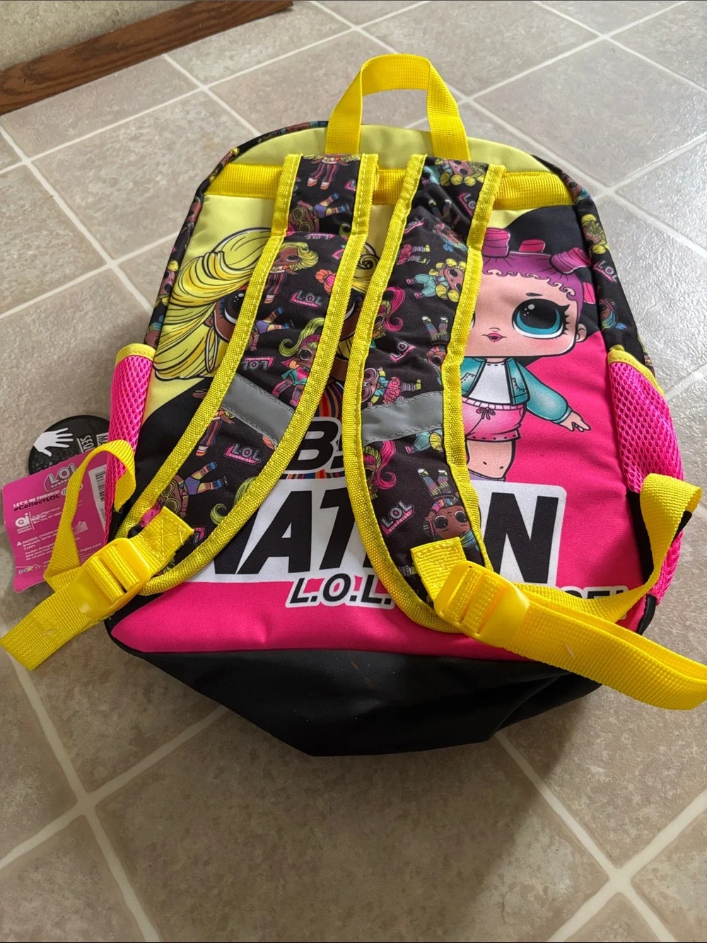 L.O.L. Surprise! Kids Pink & Yellow Sequin Backpack with Pom Pom Charm